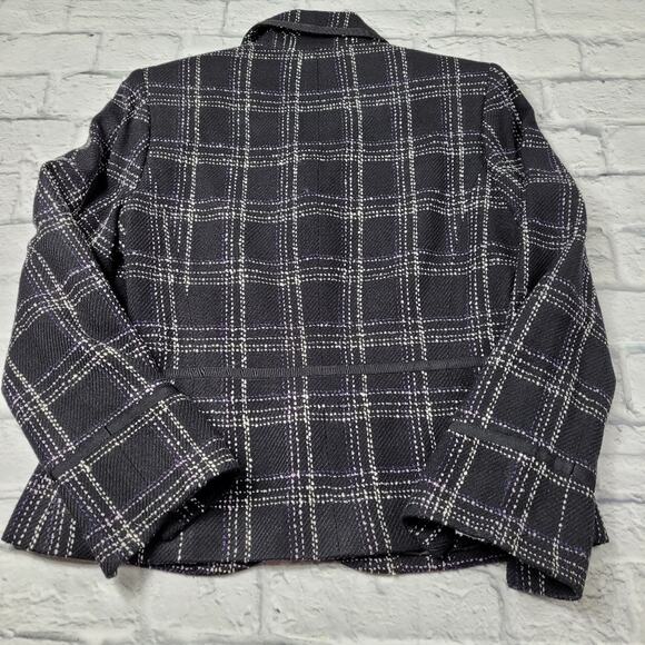 Norton McNaughton Black Plaid Blazer Dark Acadamia Ribbon Tie & Trim size 8 - Picture 2 of 6